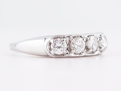 Antique Wedding Band Art Deco .84 Round Brilliant Cut Diamonds in 18k White Gold