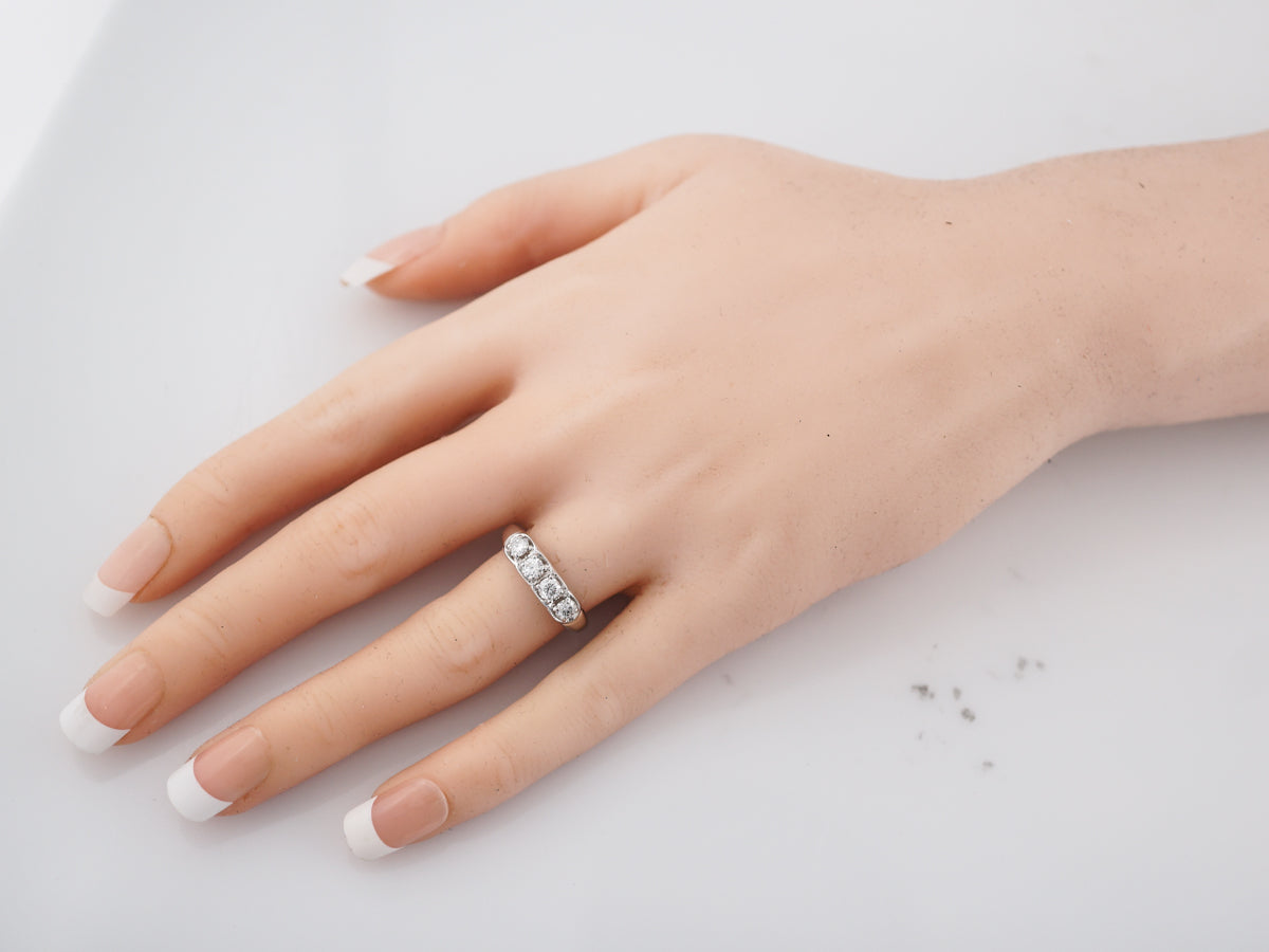 Antique Wedding Band Art Deco .84 Round Brilliant Cut Diamonds in 18k White Gold