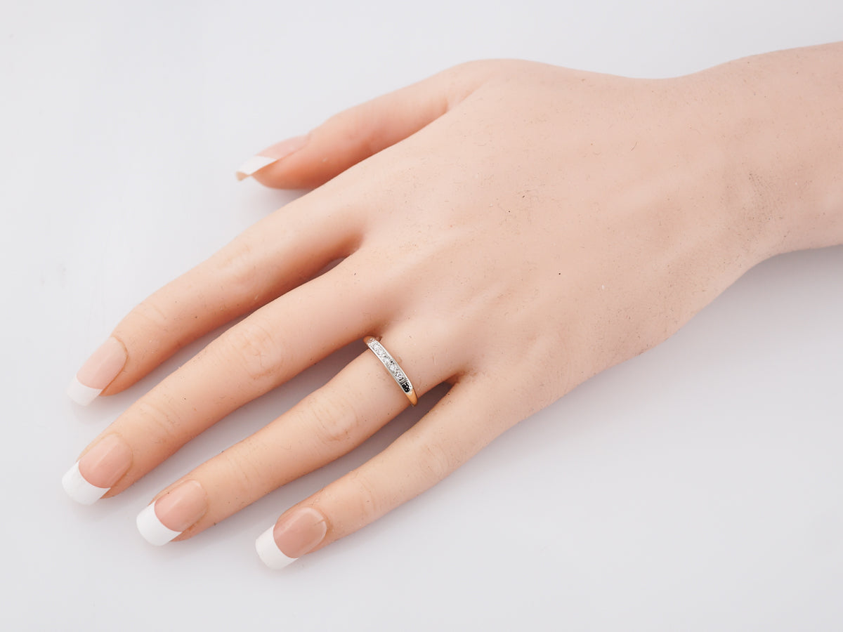 Vintage Wedding Band Retro .08 Single Cut Diamonds in 14k Yellow & White Gold