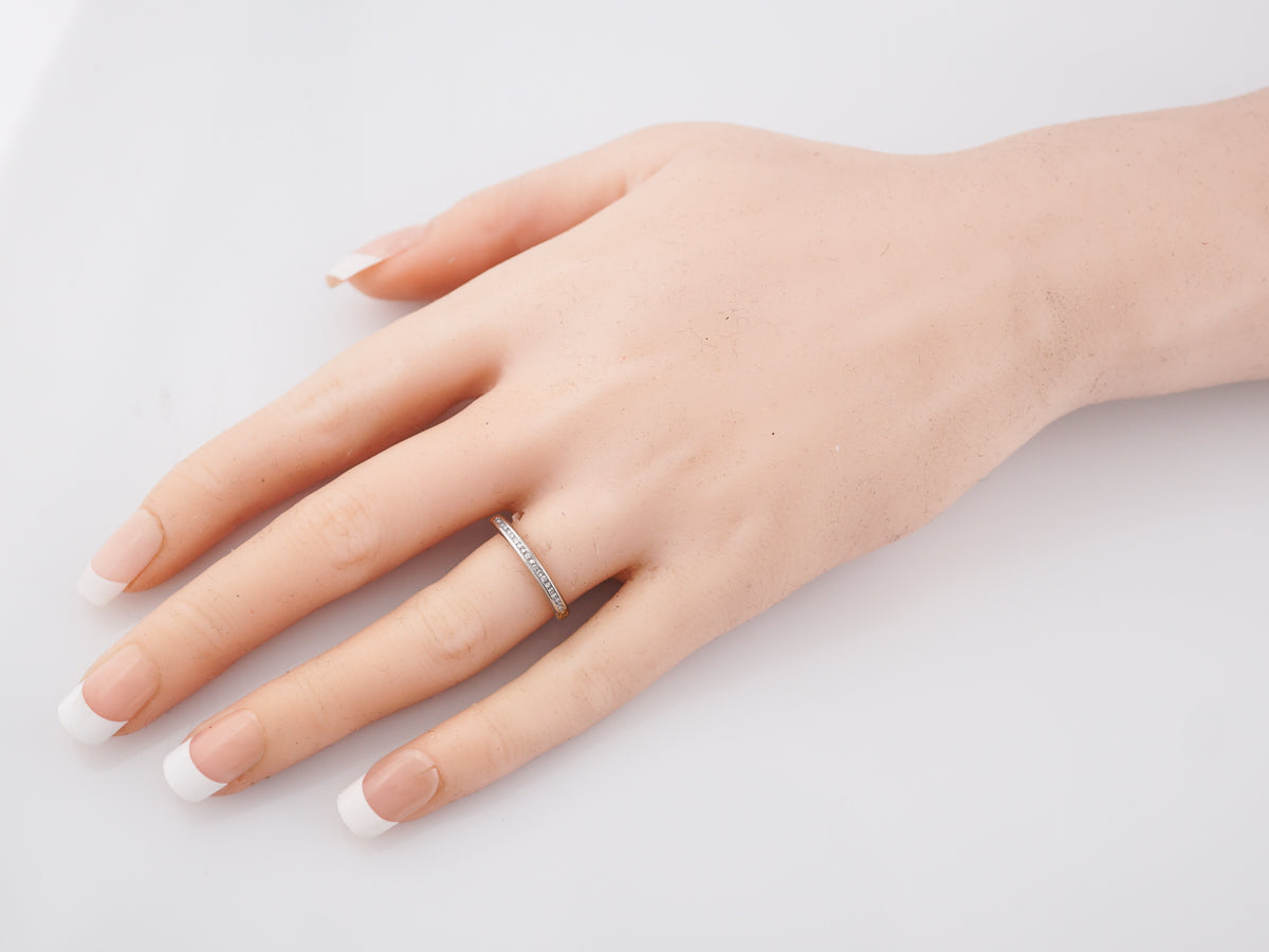 Vintage Wedding Band Retro .10 Single Cut Diamonds in 14k Yellow & White Gold