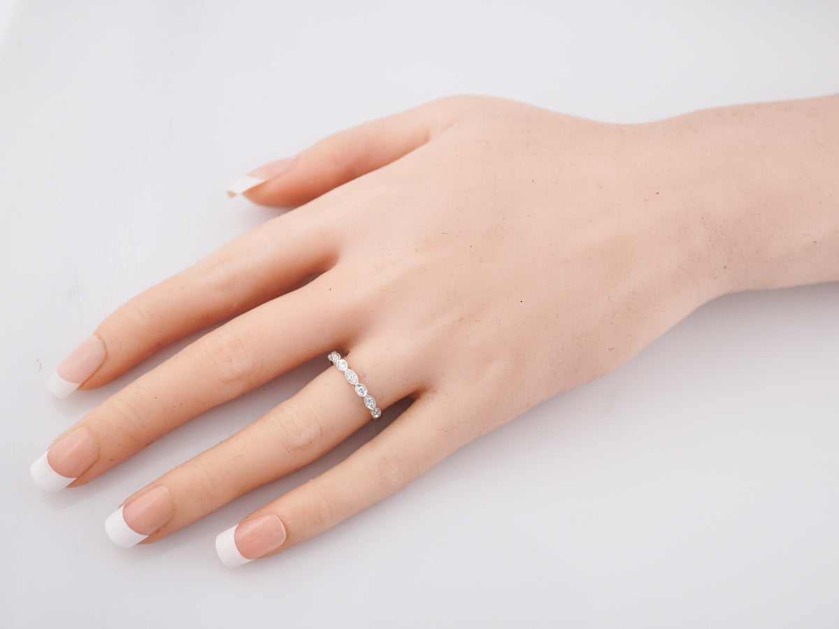 Diamond & Milgrain Wedding Band in 14k White Gold