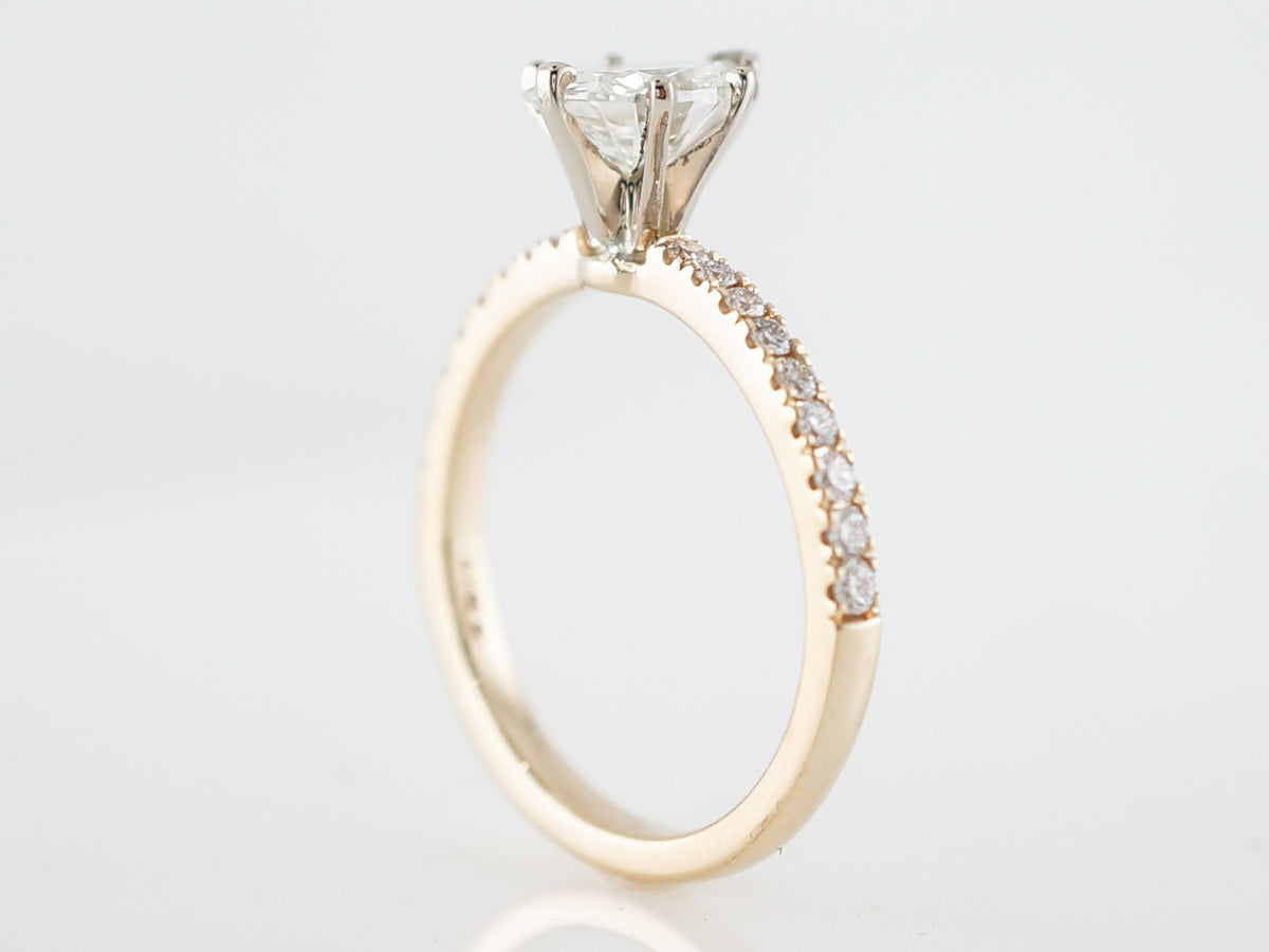 Engagement Ring Modern GIA 1.17 Pear Cut Diamond in 14k Yellow Gold