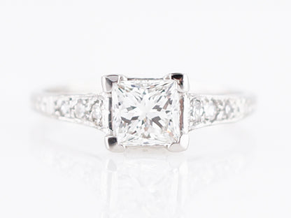 Engagement Ring Modern .82 Princess Cut Diamond in Platinum