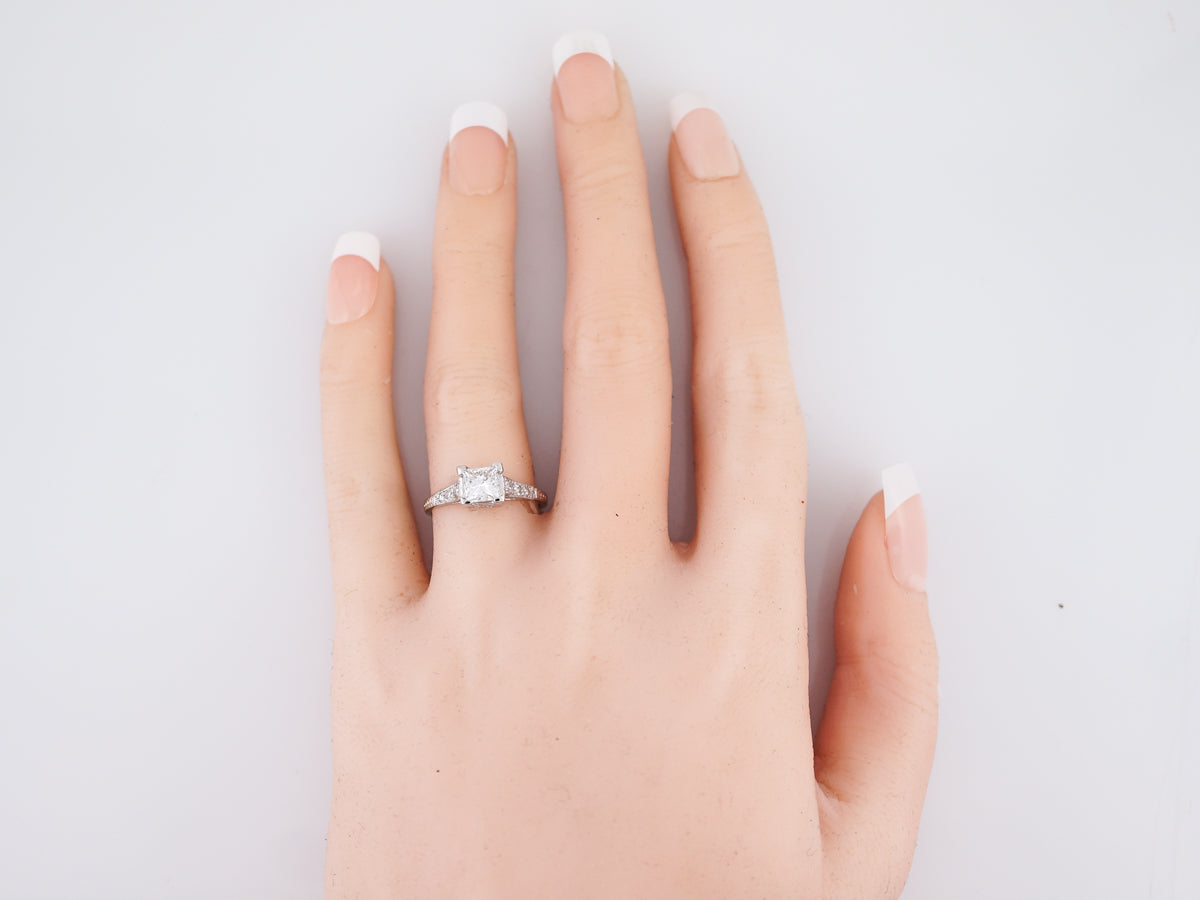 Engagement Ring Modern .82 Princess Cut Diamond in Platinum