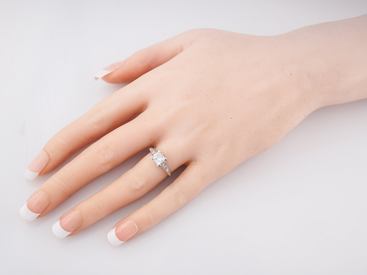 Engagement Ring Modern .82 Princess Cut Diamond in Platinum