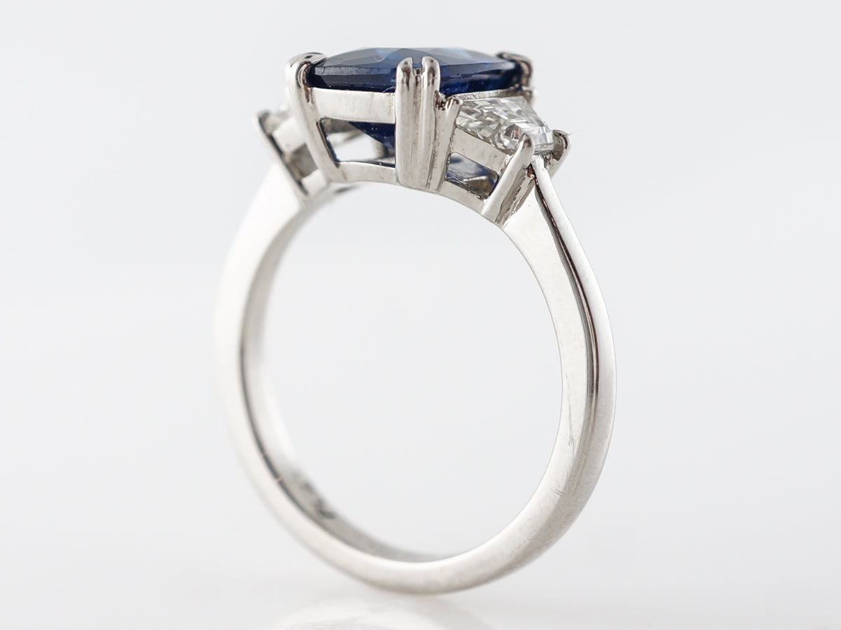 2.85 Carat Cushion Sapphire Engagement Ring in Platinum