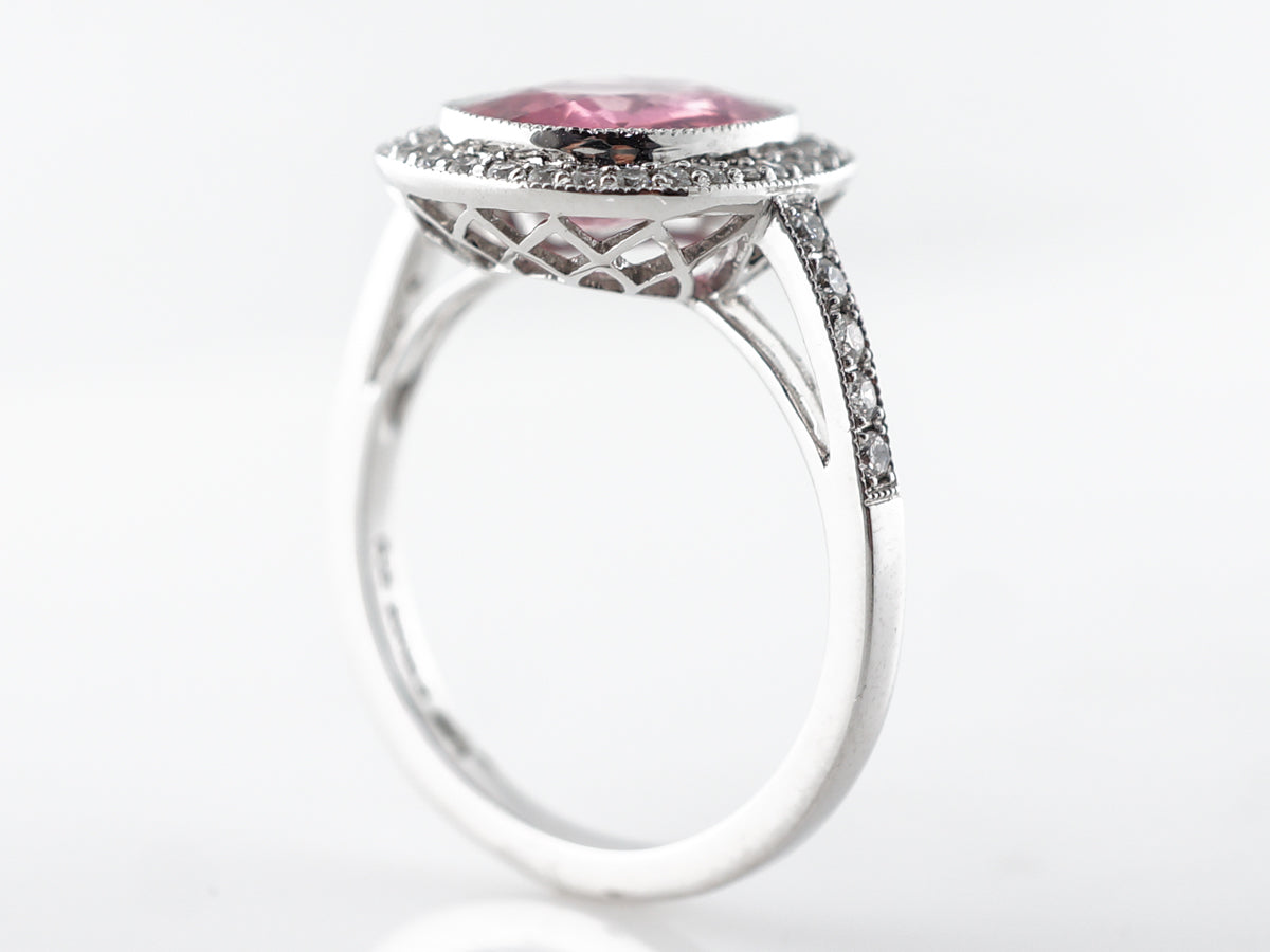 3 Carat Oval Pink Sapphire & Diamond Ring in Platinum