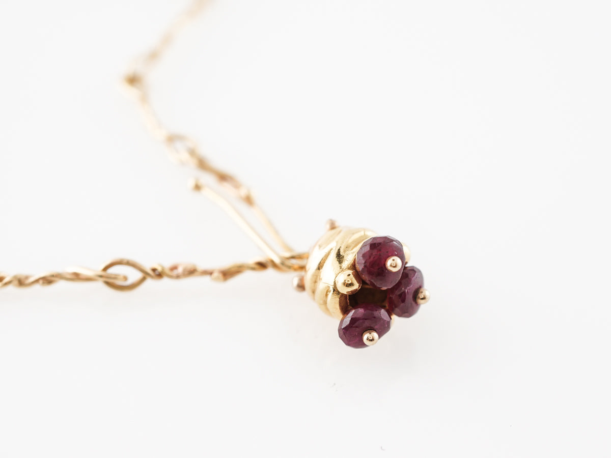 Twisted Chain w/Ruby Beads in 18k Yellow Gold