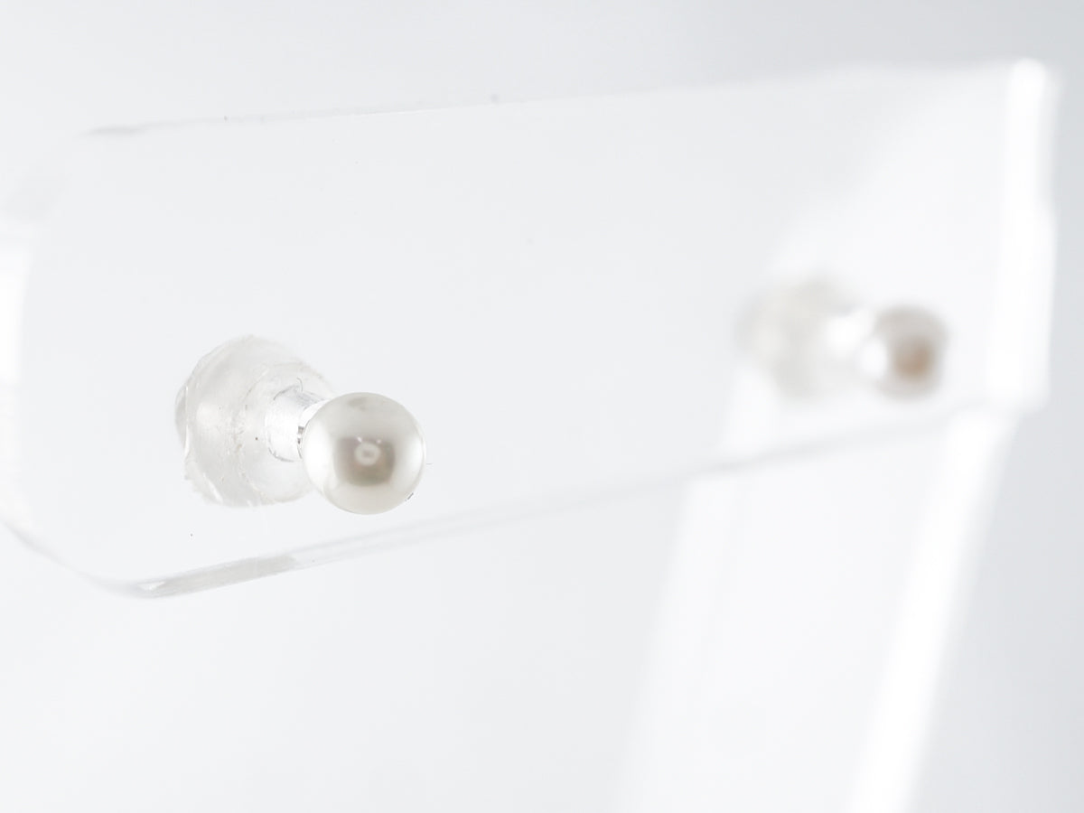 4mm Pearl Earrings in 14k White Gold