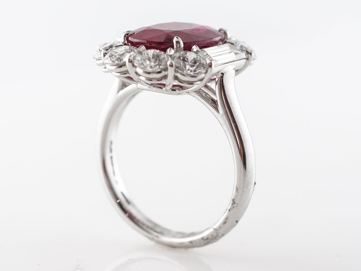 4 Carat Ruby & Diamond Cocktail Ring in Platinum