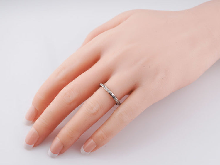 Antique Eternity Wedding Band Art Deco .91ct French Cut Diamonds in Platinum