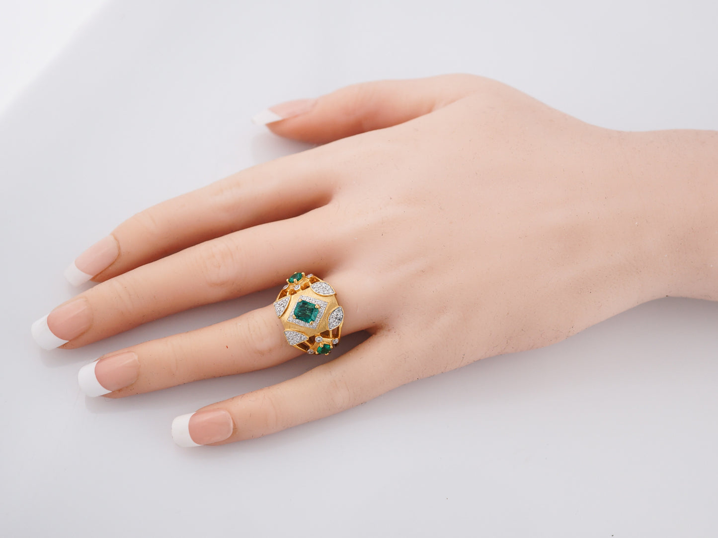 Vintage Right Hand Ring Mid-Century .60 Emerald Cut Emerald in 20K Yellow Gold