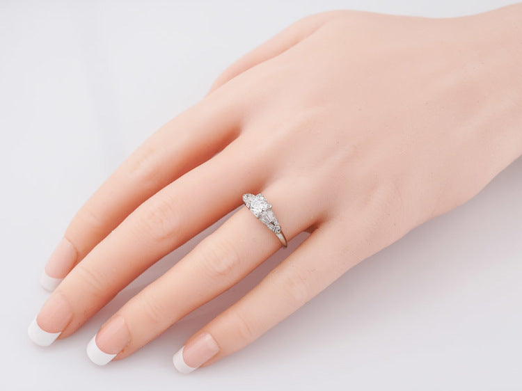 Antique Engagement Ring Art Deco .50 ct Old European Cut Diamond in Platinum