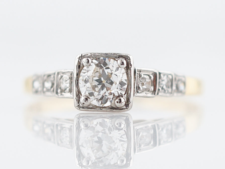 Vintage Engagement Ring Retro Old European Cut Diamond