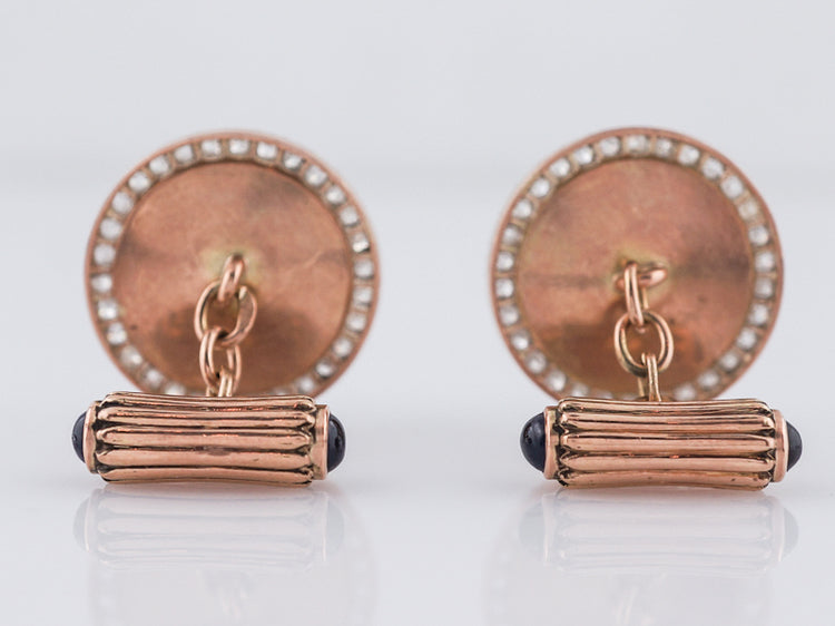 **RTV 1/15/19**Antique Victorian Cufflinks Russian 2.07 Old Mine Cut Diamonds in 13.5k Yellow Gold