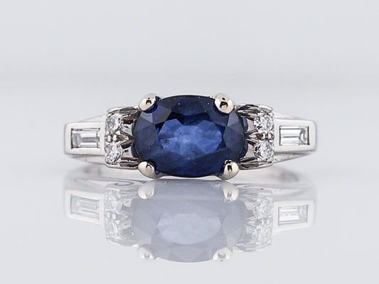 Engagement Ring Modern 1.79 Oval Cut Sapphire in Palladium