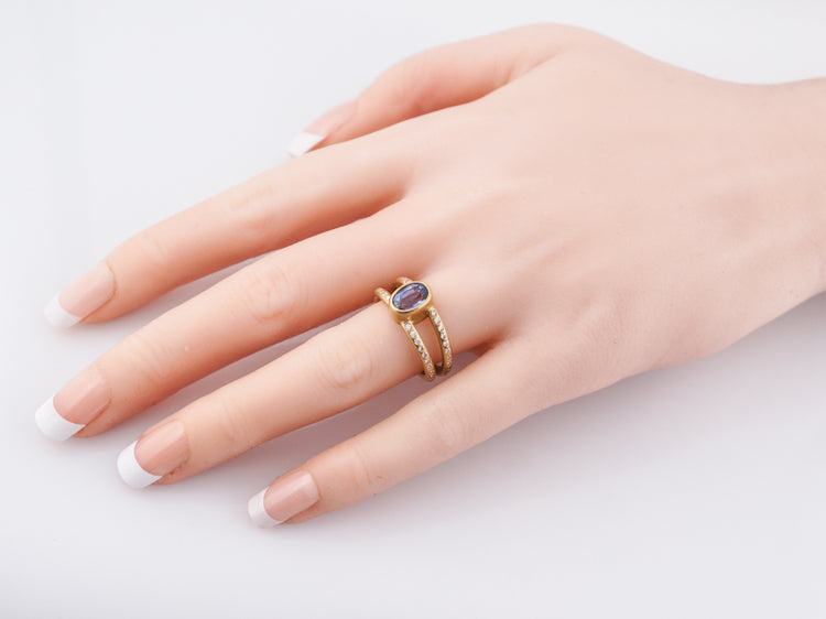 Modern Reinstein Ross Light Dance Ring 1.50 Oval Cut Sapphire in 20k Yellow Gold