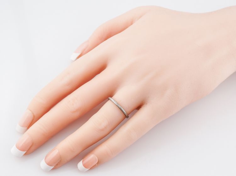 Antique Wedding Band Art Deco Chevron in Platinum