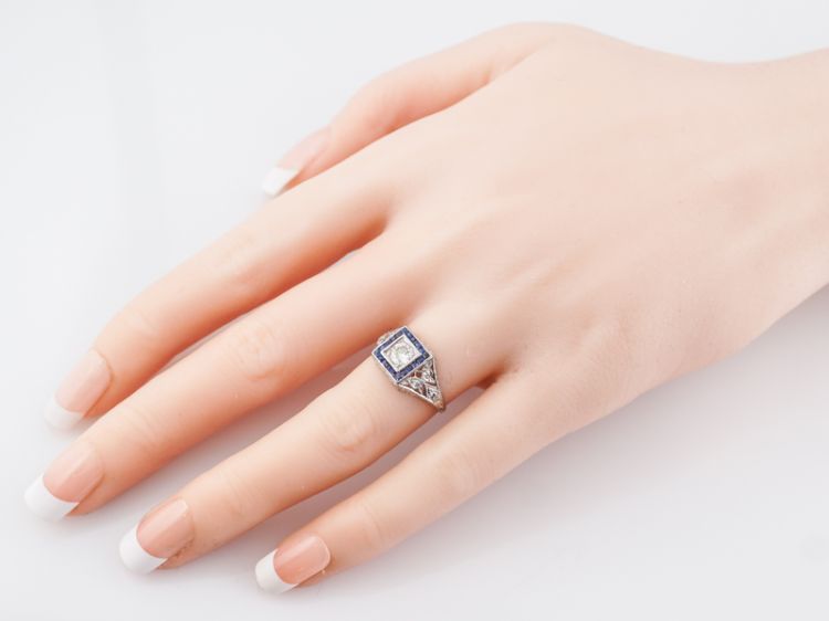 Antique Engagement Ring Art Deco .28 Old European Cut Diamond in Platinum