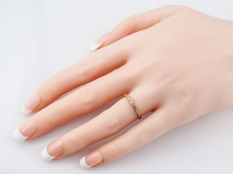 Antique Wedding Band Art Deco Orange Blossom in 14k Yellow Gold