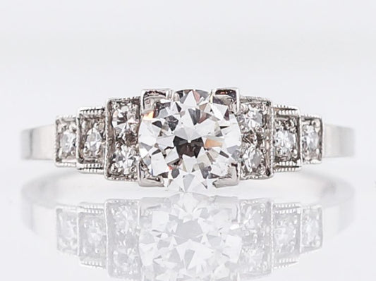 Antique Engagement Ring Art Deco .58 Old European Cut Diamond in Platinum