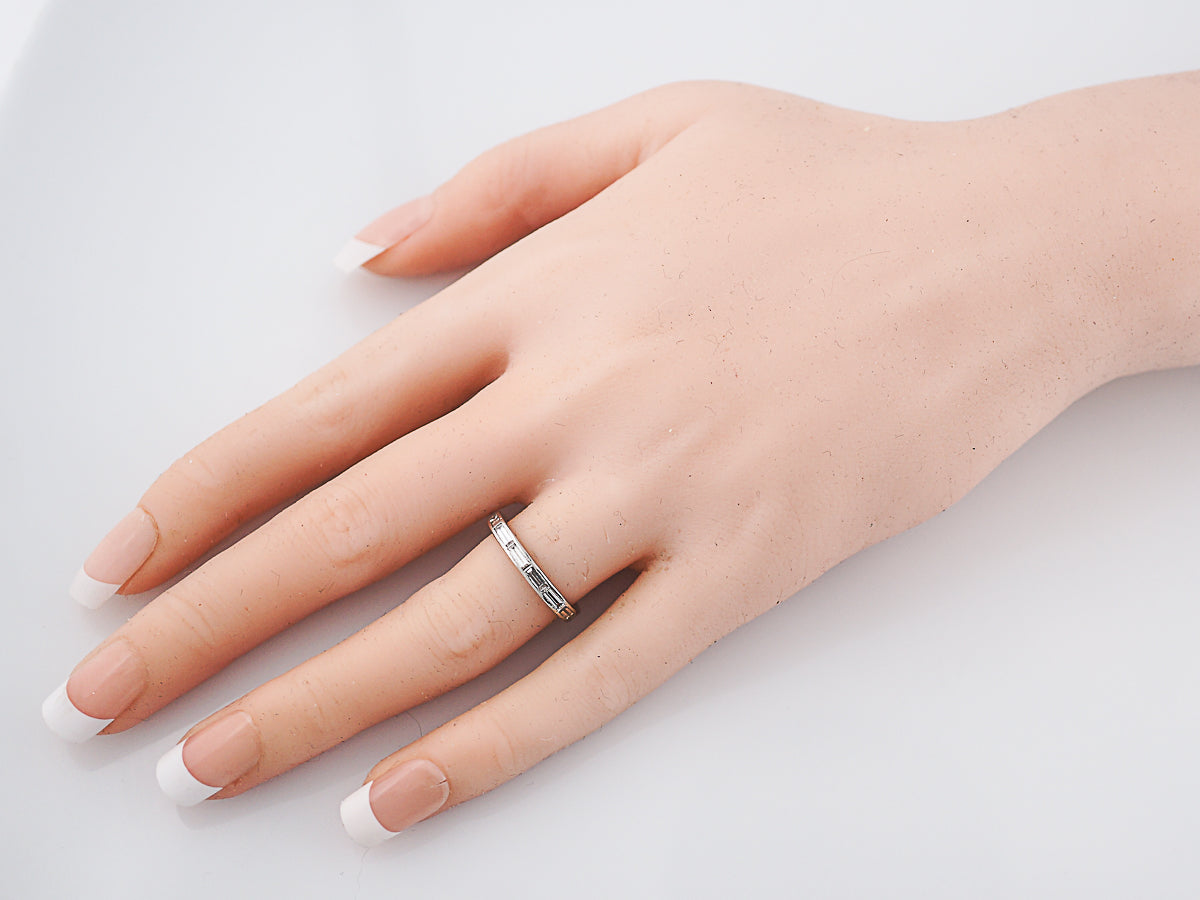 Antique Eternity Wedding Band Art Deco 1.54 Baguette Cut Diamonds in Platinum