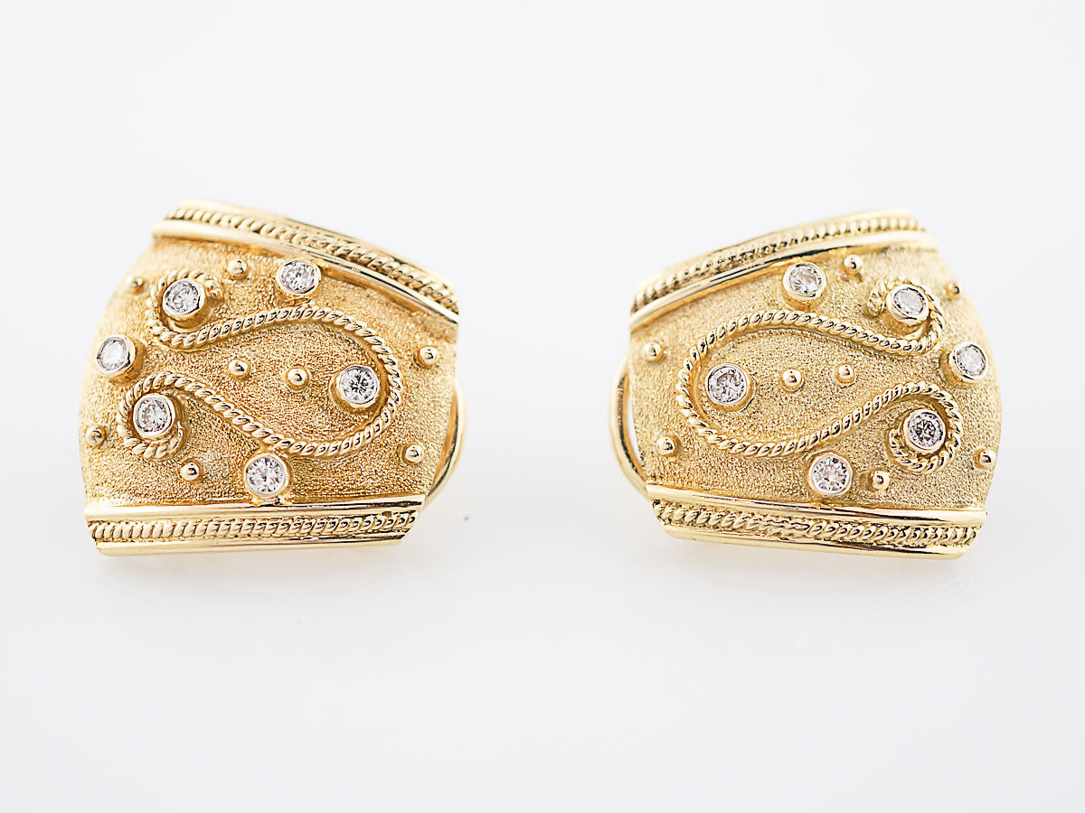 Earrings Modern .72 Round Brilliant Cut Diamonds in 20k Yellow Gold