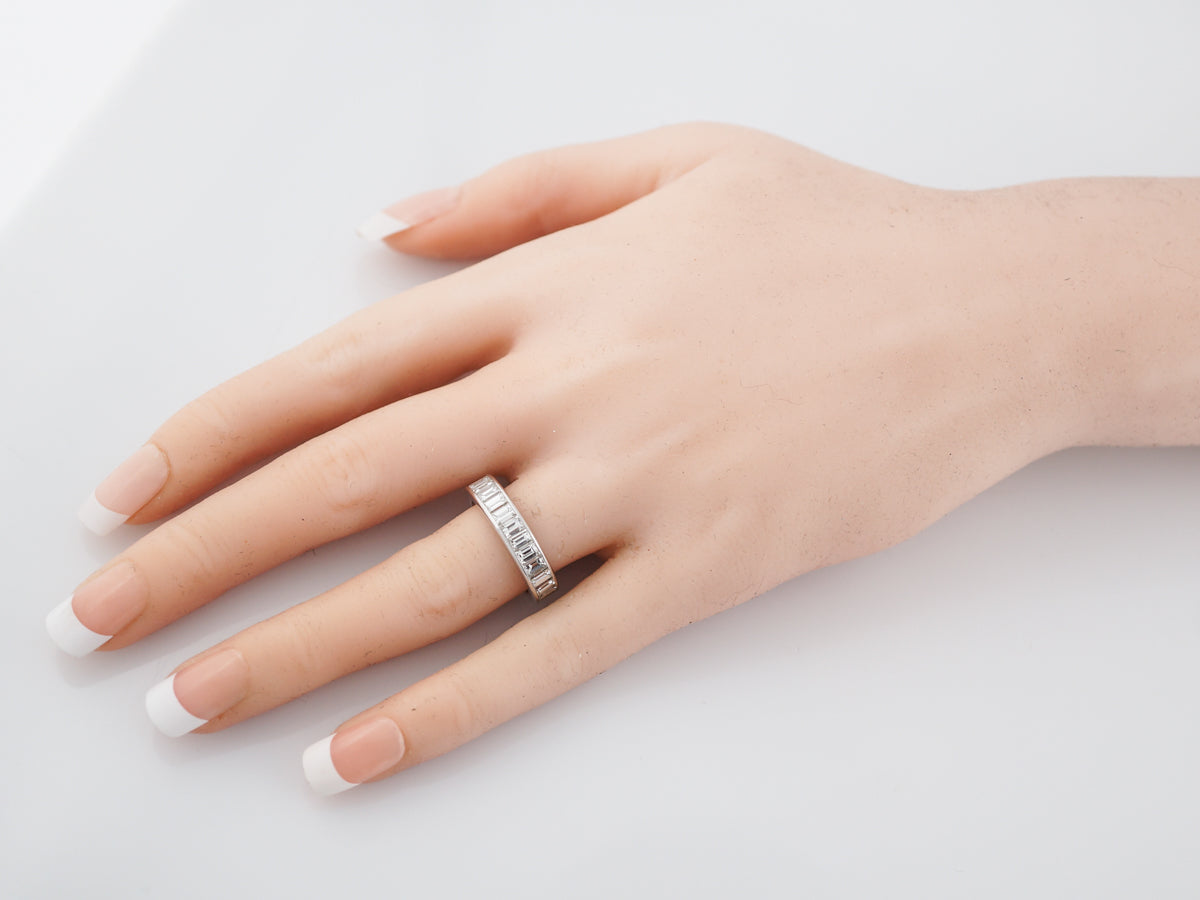 **RTV 1/10/19**Eternity Wedding Band Modern 4.33 Emerald Cut Diamonds in Platinum
