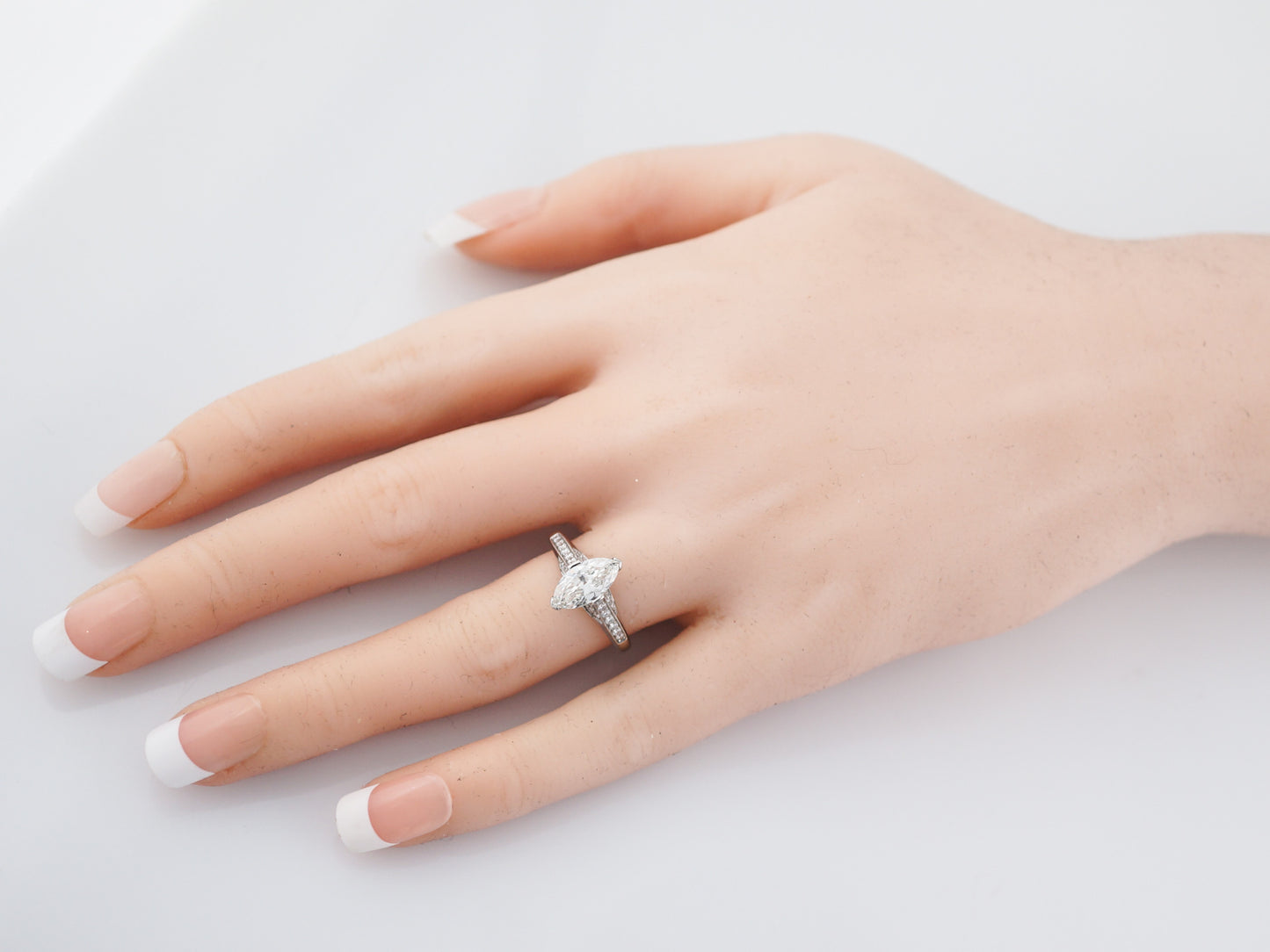 Engagement Ring Modern .97 Marquis Cut Diamond in Platinum