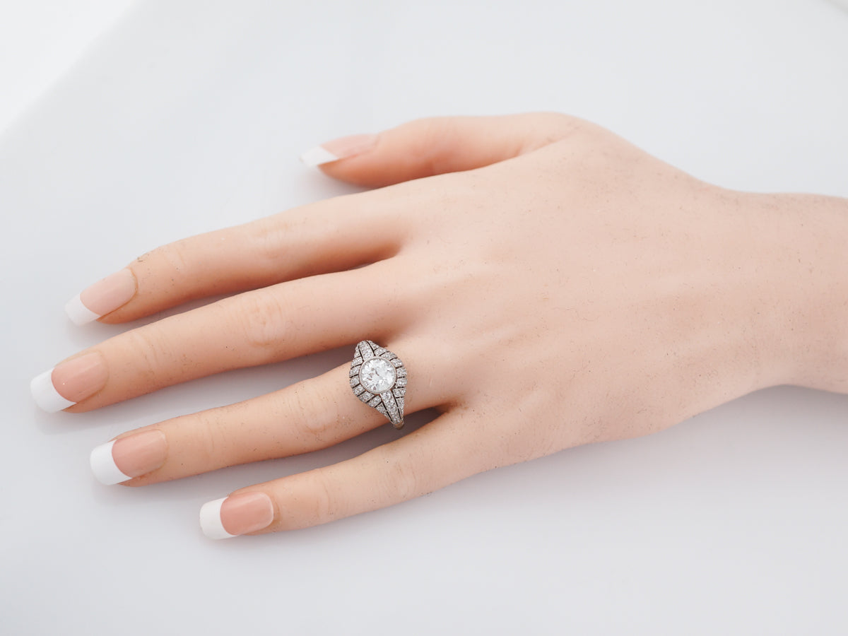 Engagement Ring Modern 1.15 Old European Cut Diamond in Platinum