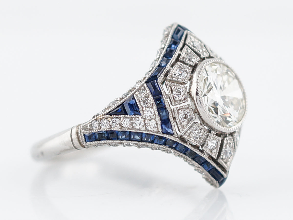 Right Hand Ring Modern 1.03 Round Brilliant Cut Diamond in Platinum