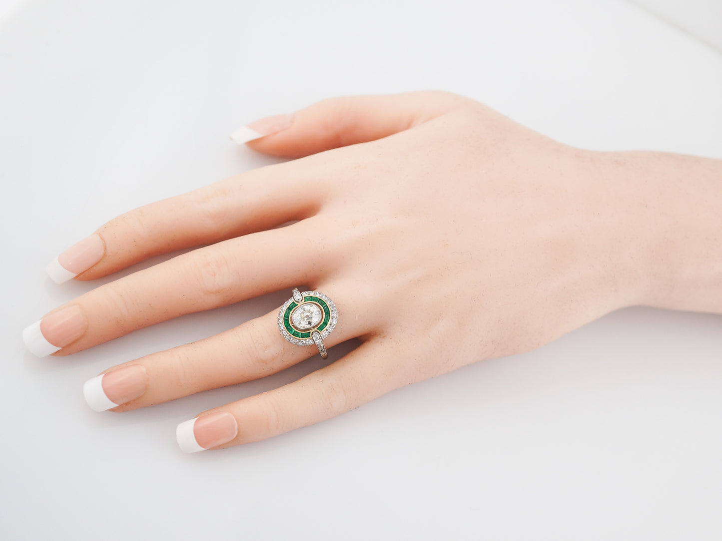 Right Hand Ring Modern 1.18 Cushion Cut Diamond in Platinum and 14k Yellow Gold