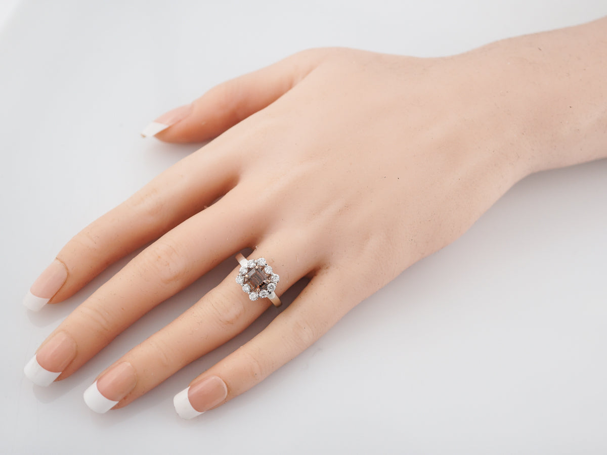 ***RTV 5/23/19***Engagement Ring Modern 1.03 Emerald Cut Diamond in Platinum and 14k Yellow Gold