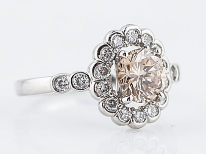 Engagement Ring Modern 1.01 Round Brilliant Cut Diamond in Platinum