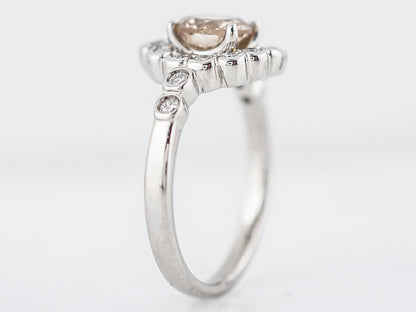 Engagement Ring Modern 1.01 Round Brilliant Cut Diamond in Platinum