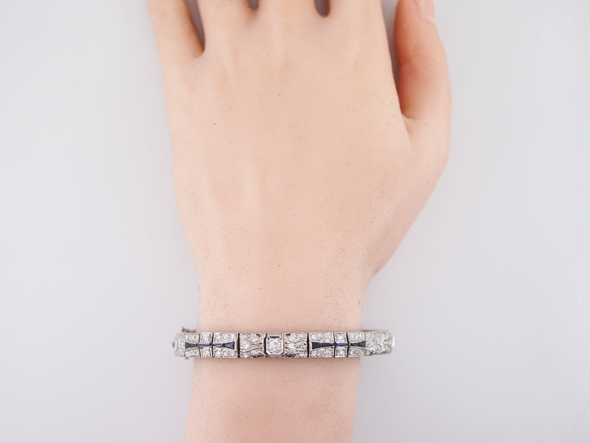 Antique Bracelet Art Deco 3.00 Old European Cut Diamond in Platinum
