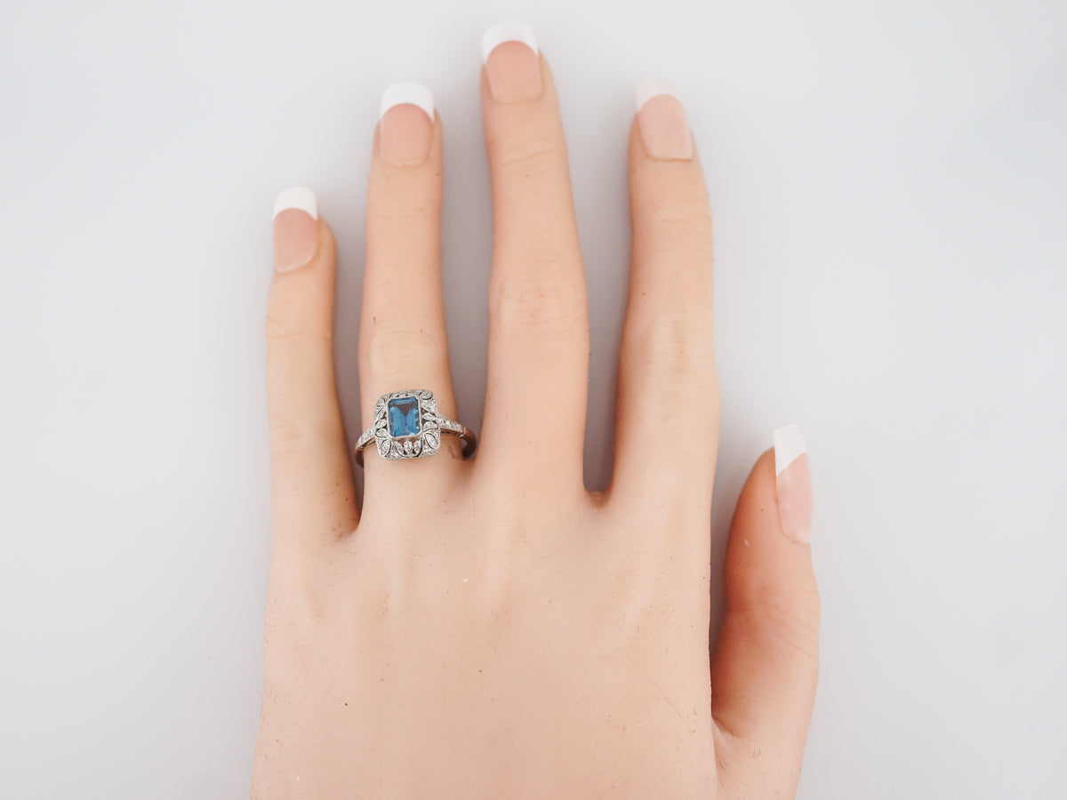 Cocktail Ring Modern .64 Emerald Cut Aquamarine in Platinum