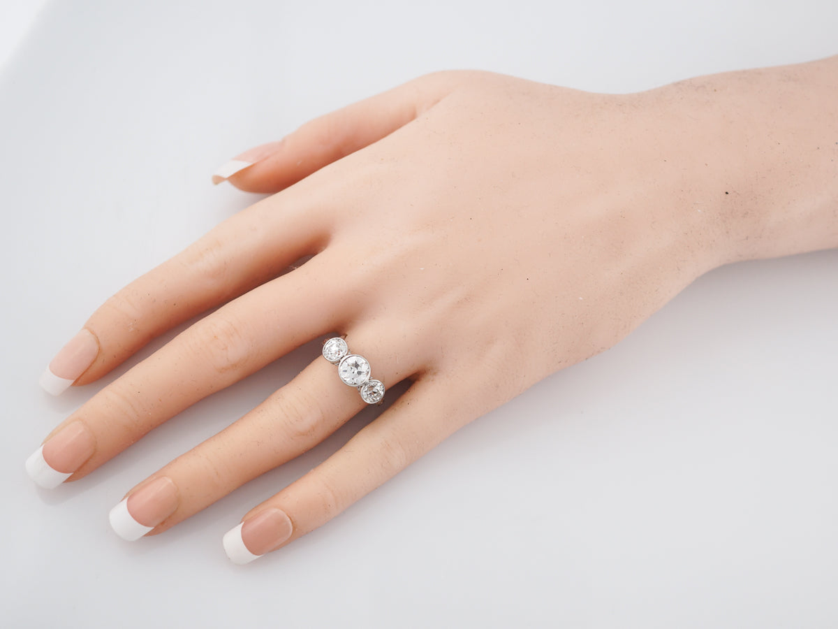 Old European Diamond Three Stone Engagement Ring