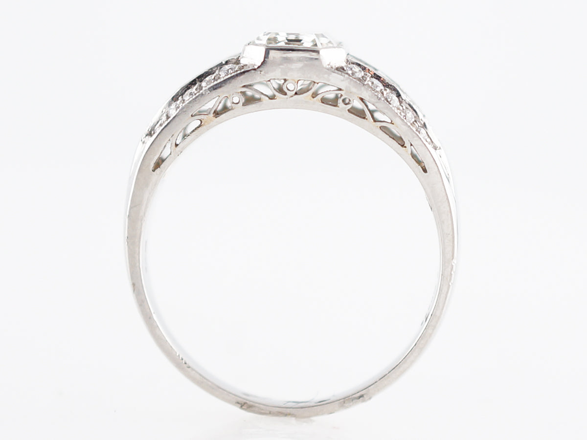Engagement Ring Modern 1.05 Emerald Cut Diamond in Platinum