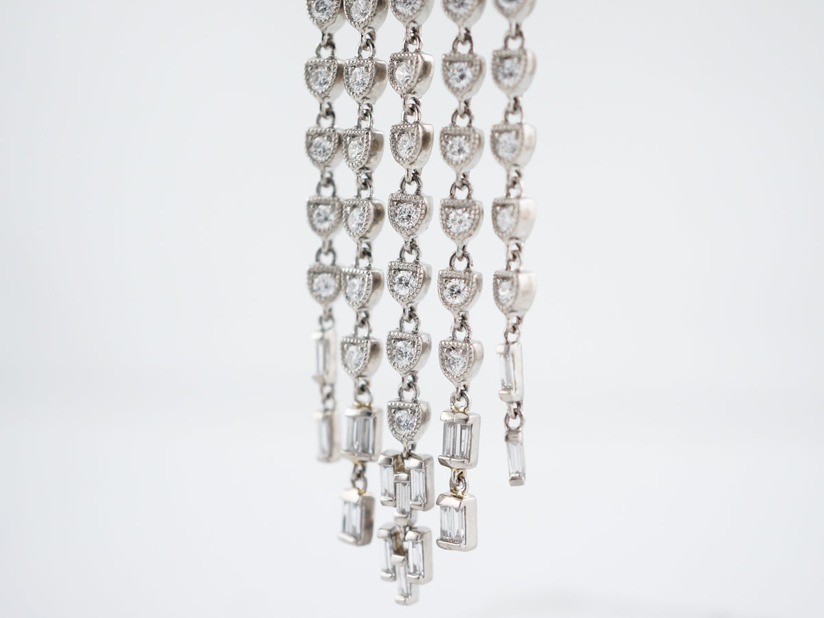 Earrings Modern 5.85 Round Brilliant & Straight Baguette Cut Diamonds in Platinum