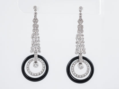 **RTV 1/10/19**Earrings Modern Onyx & 1.02 Round Brilliant Cut Diamonds in Platinum