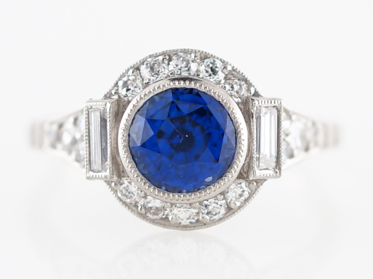 **RTV 1/9/19**Engagement Ring Modern 1.78 Round Cut Sapphire in Platinum