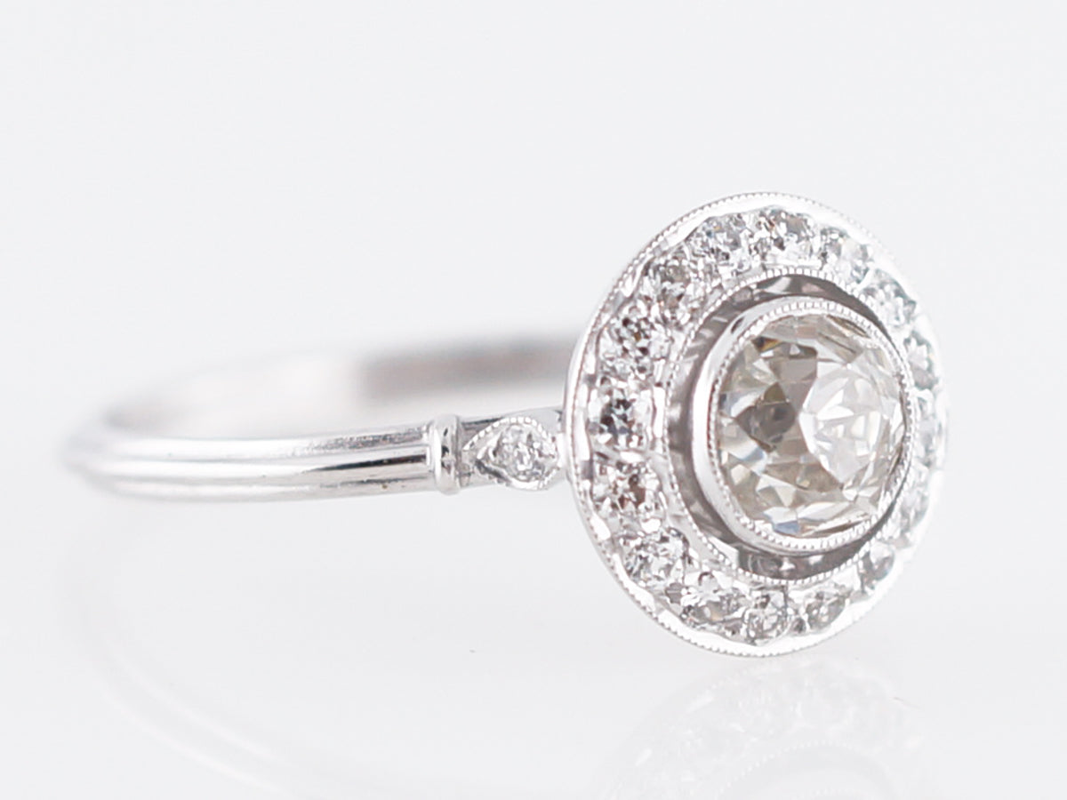 **RTV 1/9/19**Engagement Ring Modern .78 Old Mine Cut Diamond in Platinum