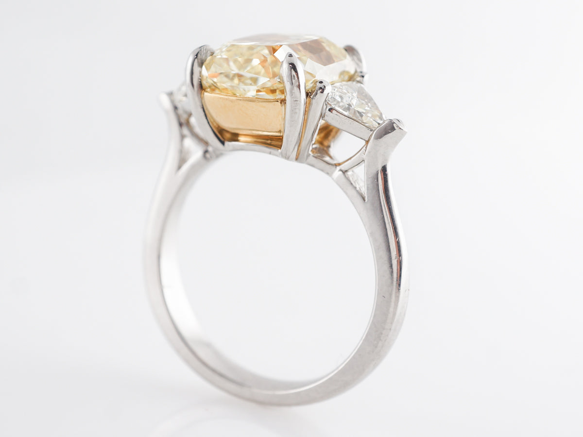 5.46 Fancy Yellow Diamond Engagement Ring in Platinum & 22k