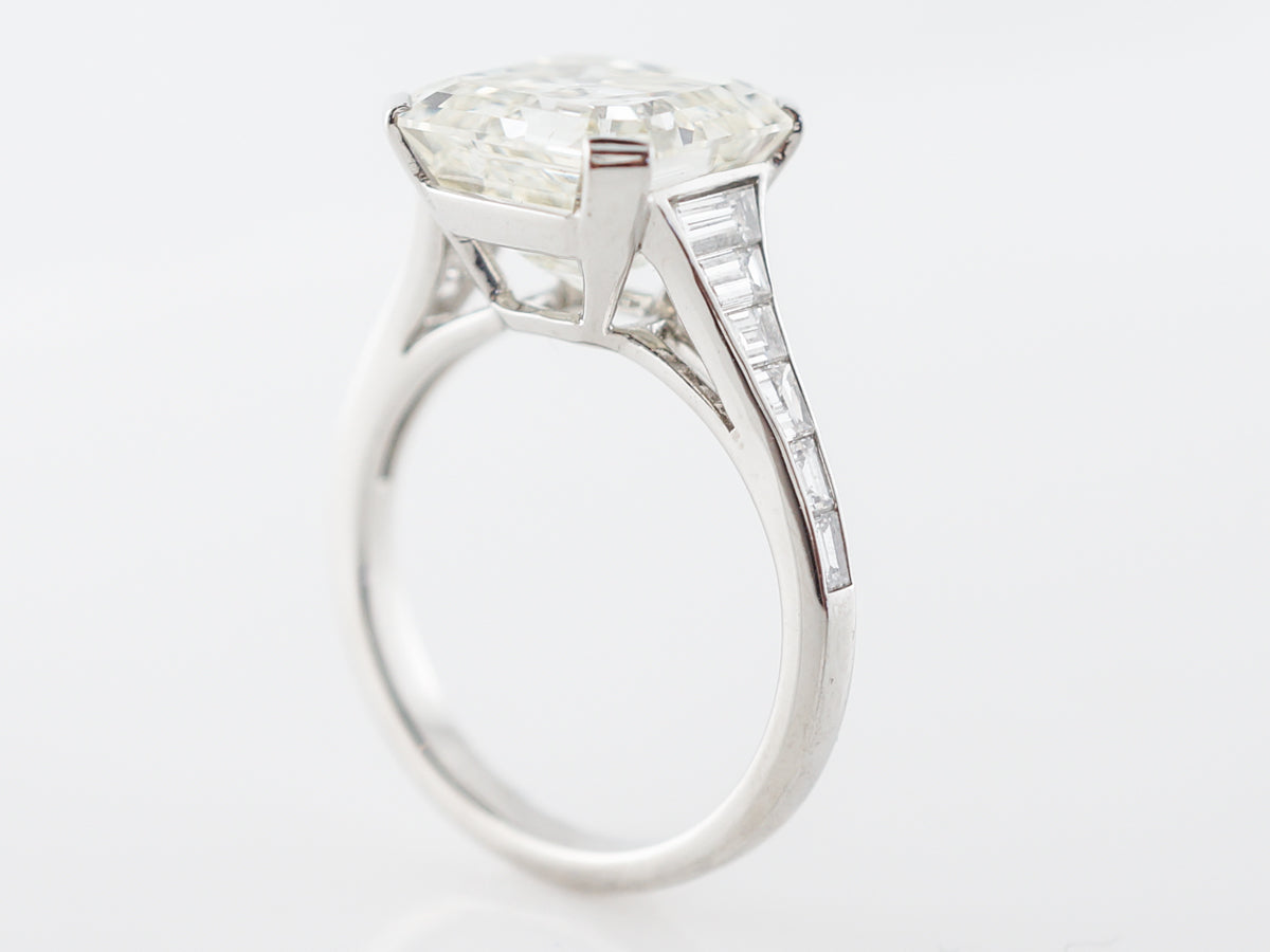6 Carat Asscher Cut Diamond Engagement Ring in Platinum