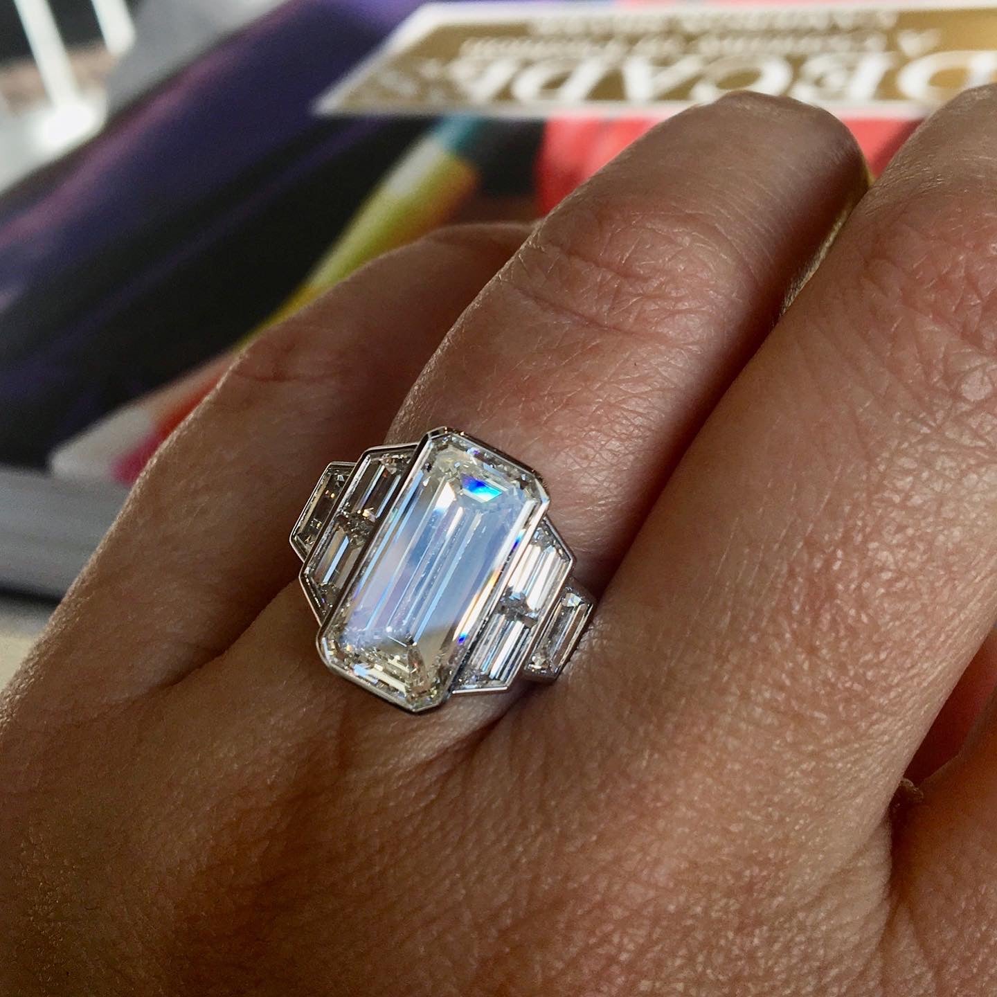5 Carat Emerald Cut Diamond Engagement Ring in Platinum