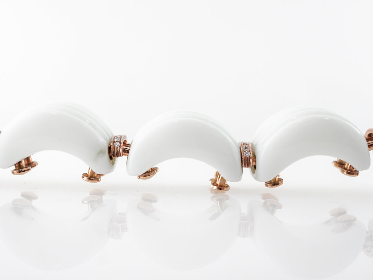 Agate & Diamond Bracelet in 14k Rose Gold