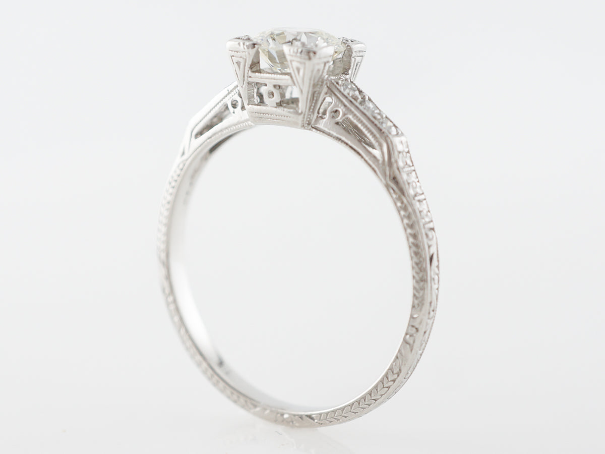Vintage Square Prong Diamond Engagement Ring in Platinum