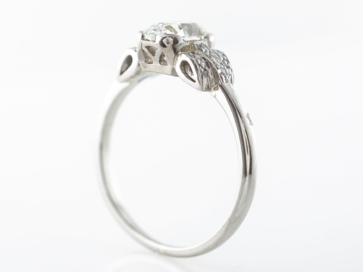 Antique Art Deco Oval Engagement Ring in Platinum & 18k