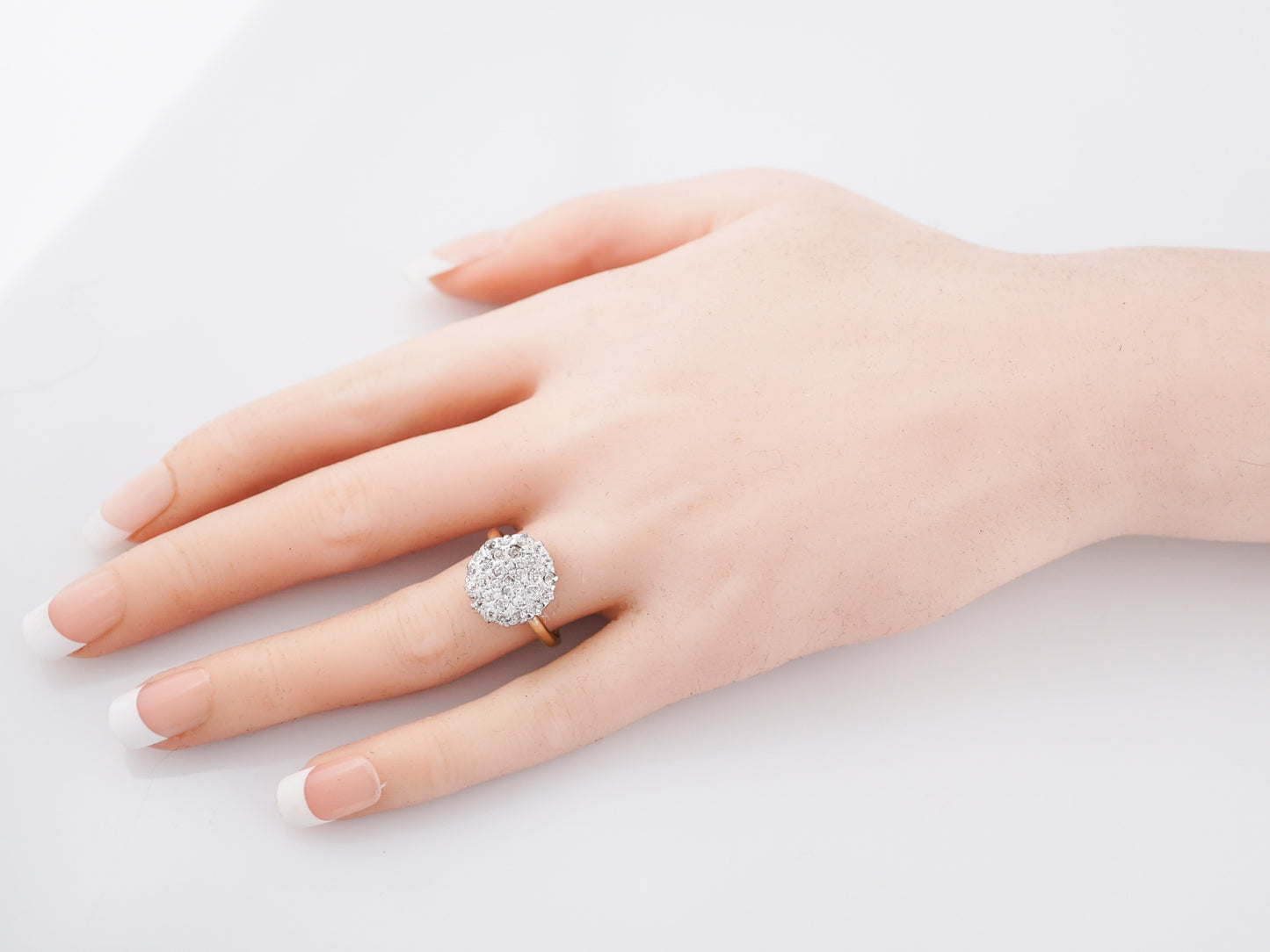 Antique Right Hand Ring Victorian 1.48 Old Mine Cut Diamonds in 14K Yellow Gold